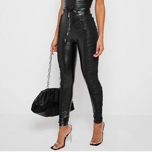 Maniere de Voir Ruched Leather Pants
Black Ruched Vegan Leather Leggings